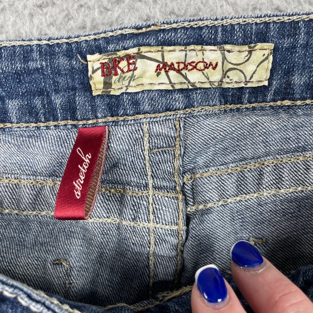 BKE Madison Capri Jeans 30 (Fits 32x20) Blue Distressed Denim Stretch Cropped - Picture 5 of 12